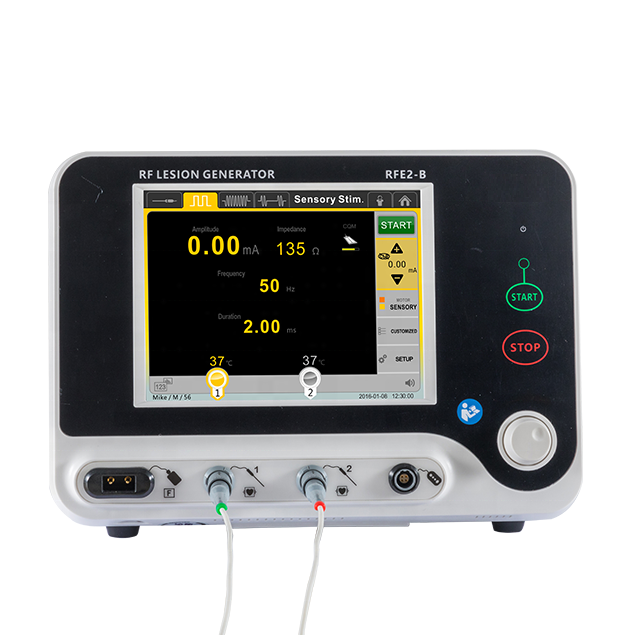 Générateur de lésions RF à 2 canaux avec MDR CE pour la gestion de la douleur, avec surveillance de l'impédance et modes radiofréquence thermique