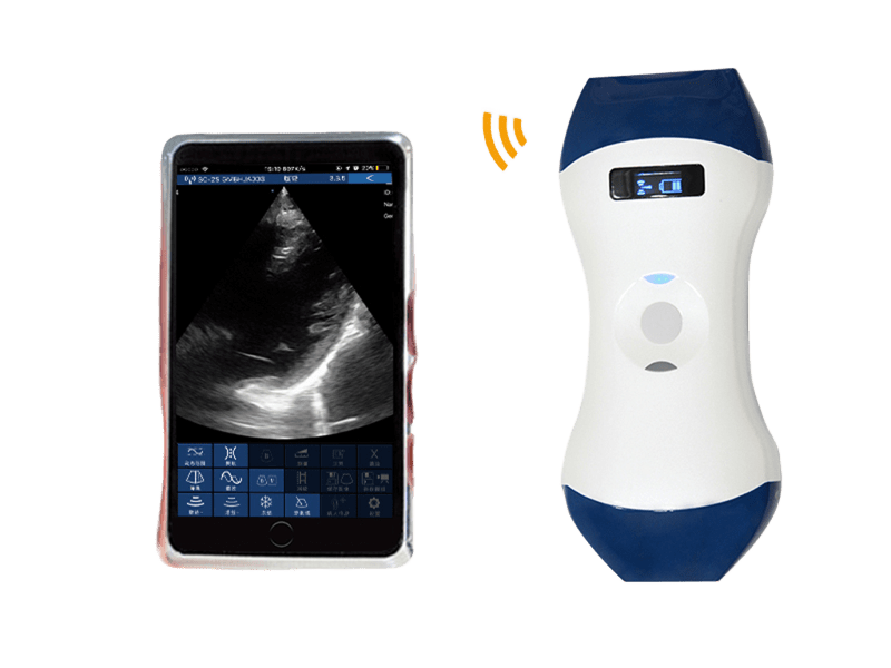 Sonde à ultrasons portative sans fil FDA CE ISO13485, taille paume, avec réseau phasé et double tête linéaire pour POCUS